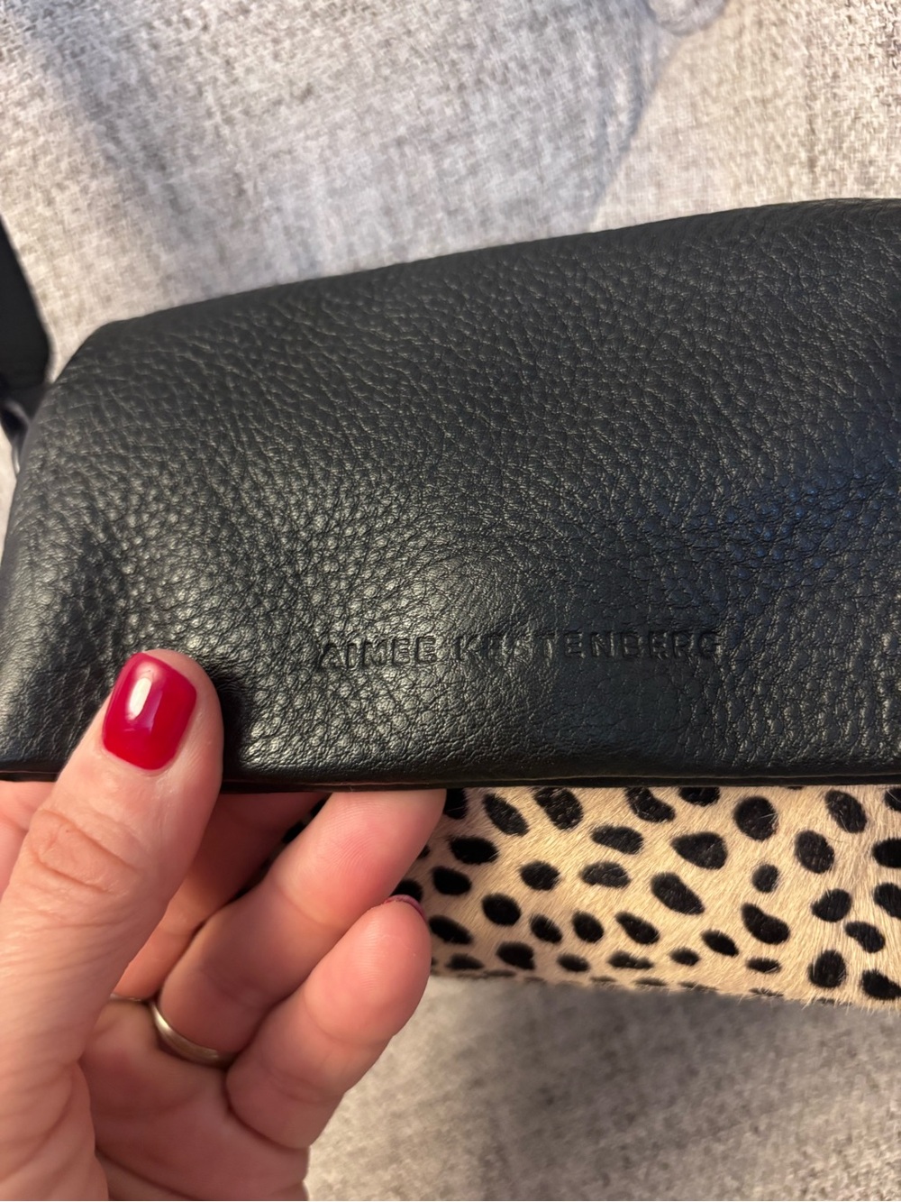 Aimee Kestenberg Black Leather with spotted calf hair Bag ❤️😎